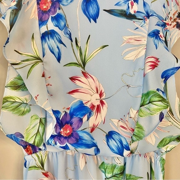 H&M Mama Baby Blue Sleeveless Chiffon Floral Nursing Dress - Picture 4 of 16